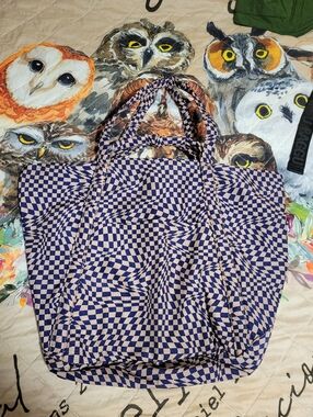 BAGGU TRAVEL CLOUD BAG INDIGO TRIPPY CHECKERS
